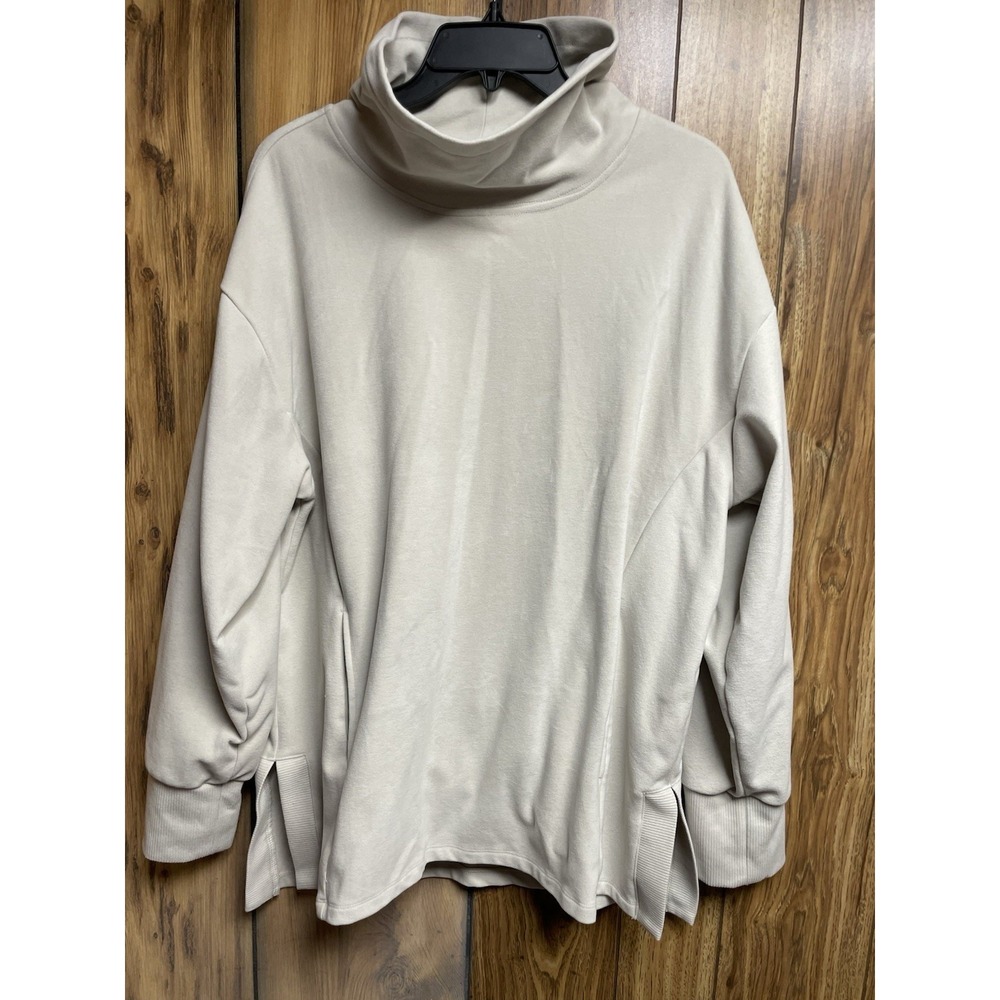 RBX Womens L Performance Tan Pullover‎ Cowl Neck Side Pockets